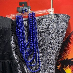 Ashley Stewart necklace set royal blue